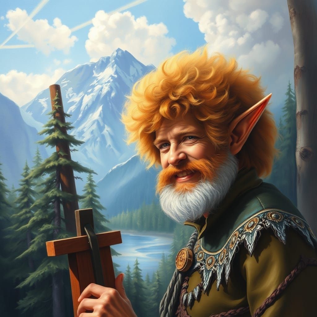 Elf in Latex: A Bob Ross Inspired Painting
