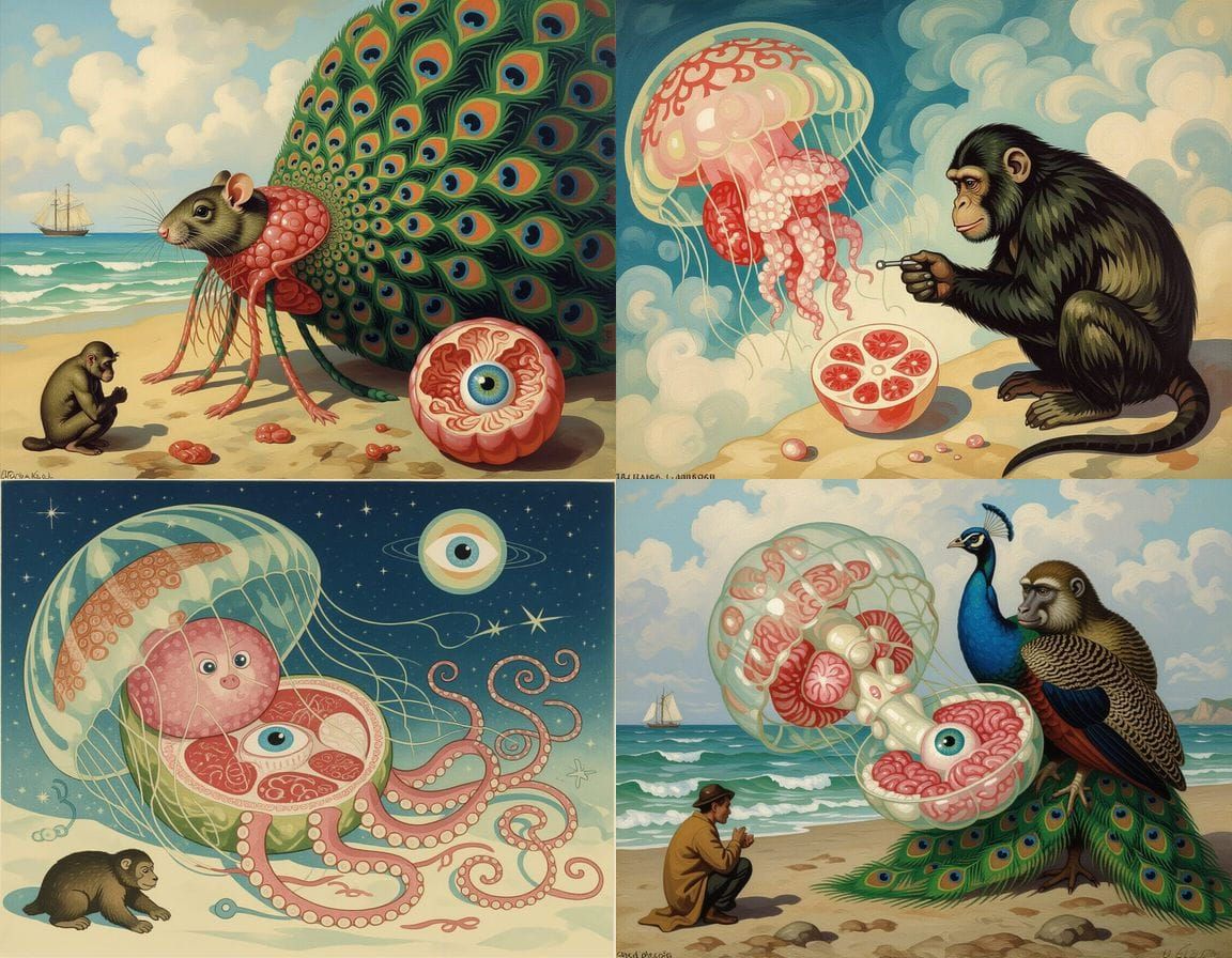 Surreal Hybrid Creature Inspired by Russian Masters