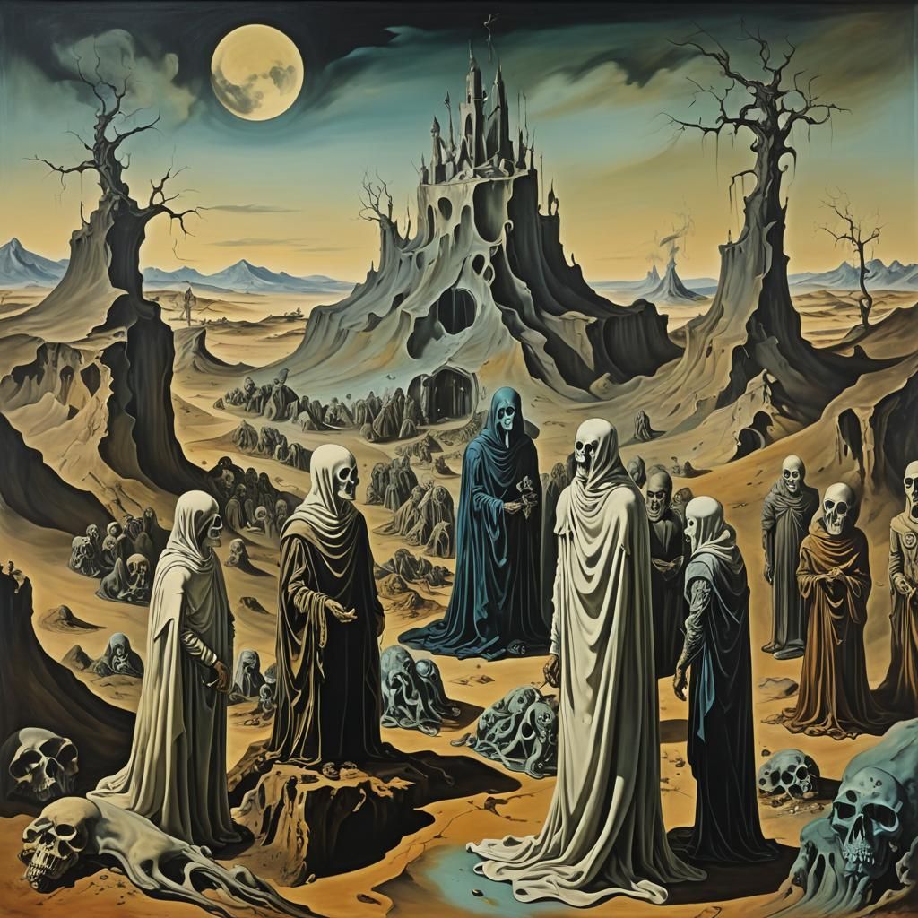 Surreal Necromancer Gathering in Dali Style