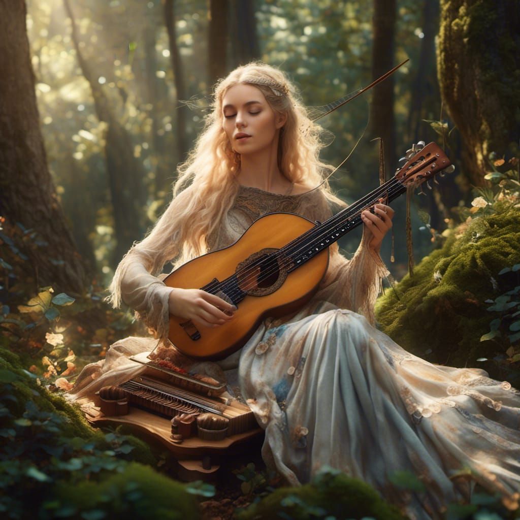 Hyperrealistic Elven Bard in Sunlight