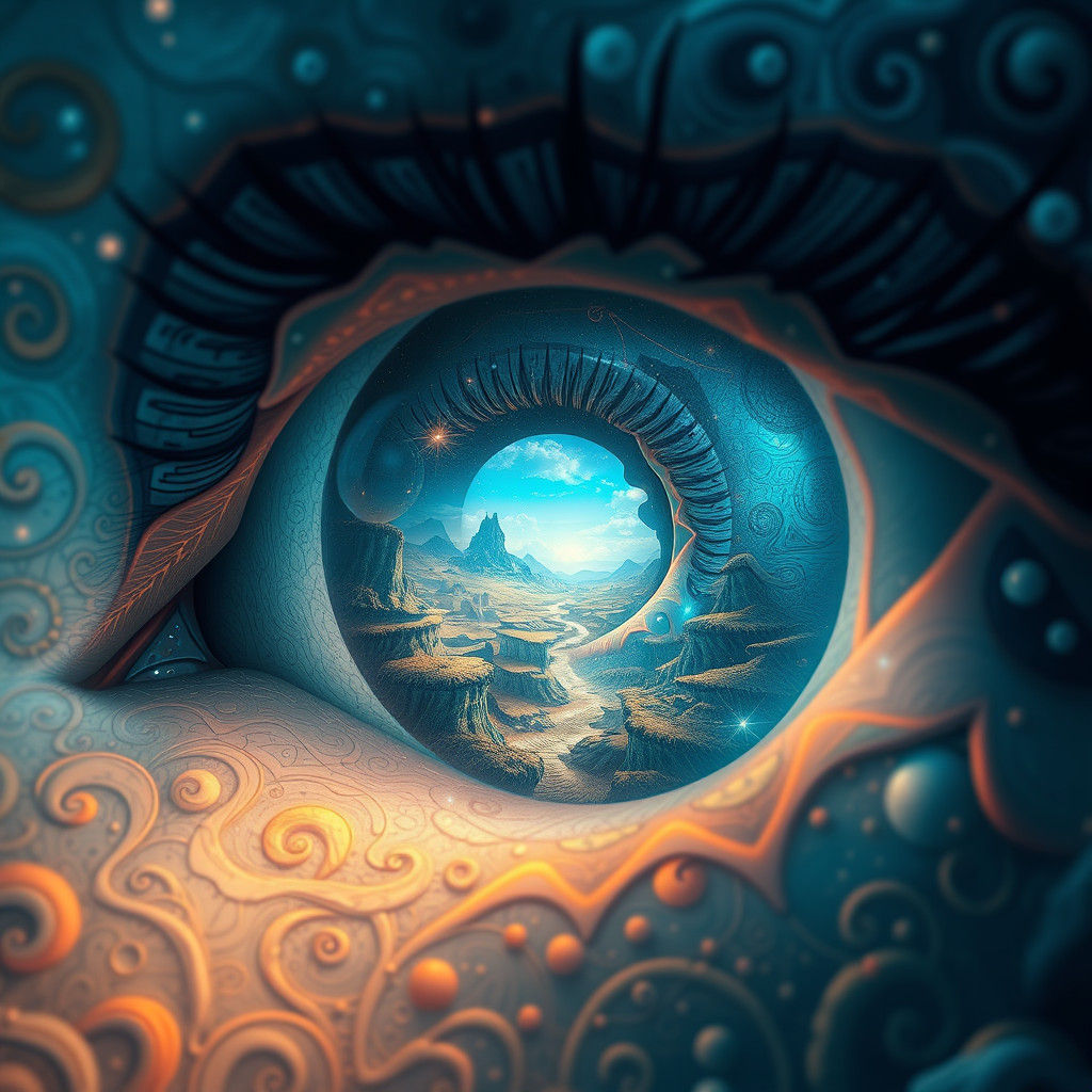 Ethereal Eye Reflecting a Surreal Landscape