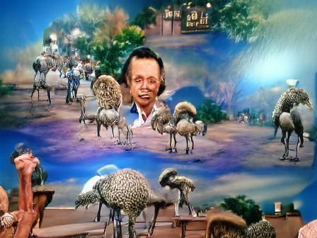 Humorous Ostrich Gathering in Luminist Style