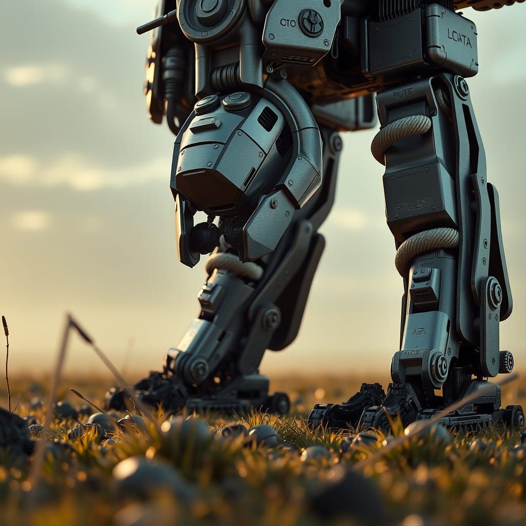 Futuristic Robot Mech in Dramatic Sci-Fi Scene
