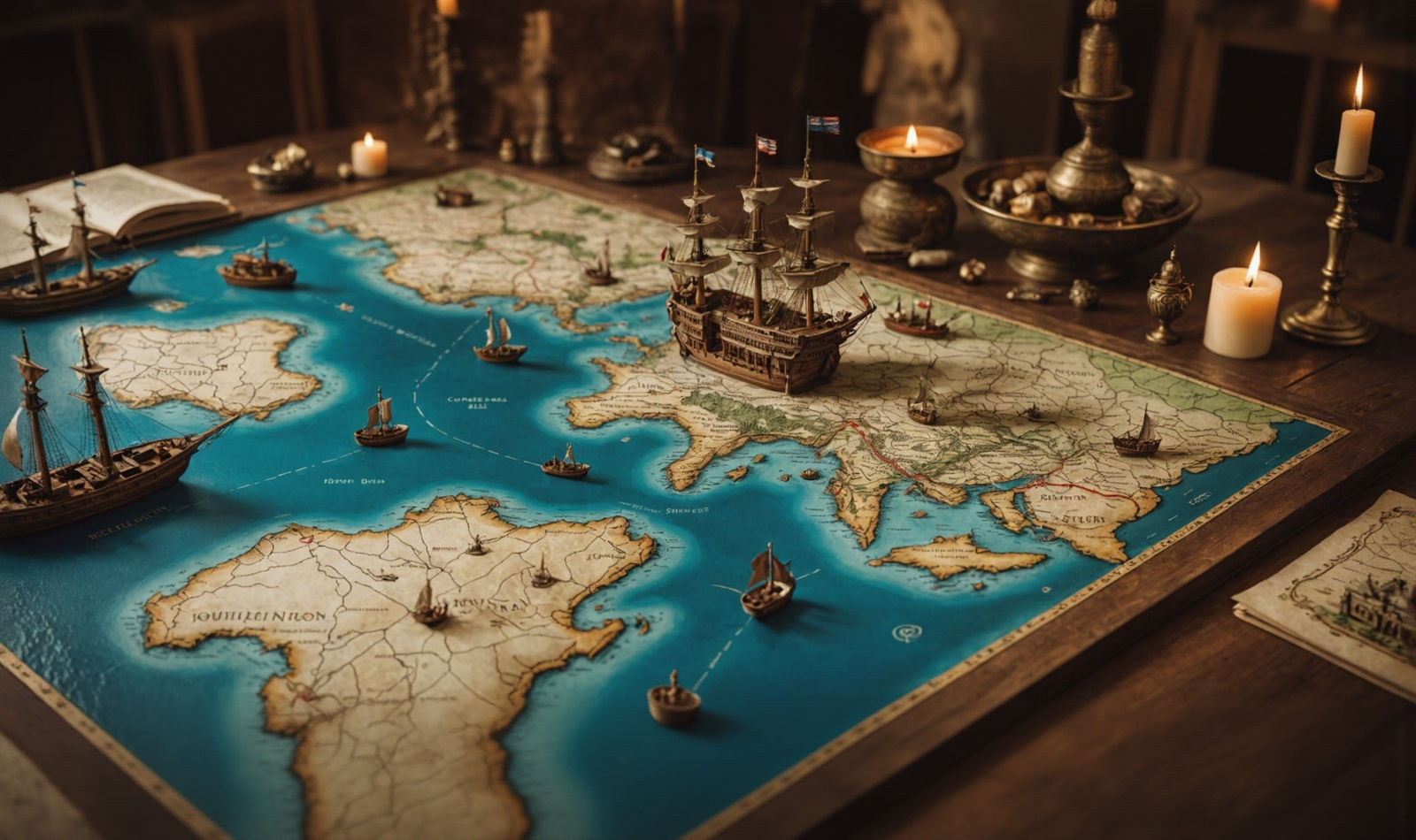 Ethereal Cartography: Ancient Maps Beckon in Gritty Wooden R...
