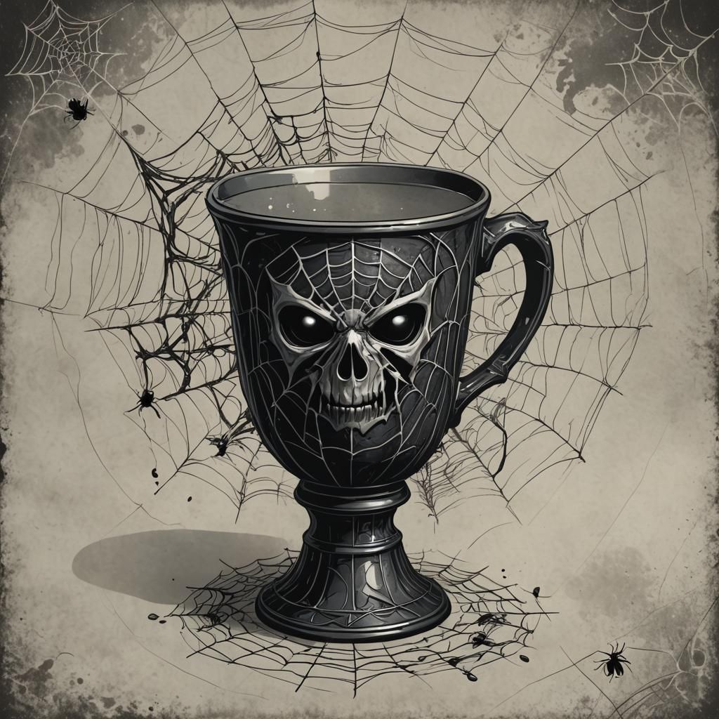 Etched Drow Cup of Sorrow with Spiders