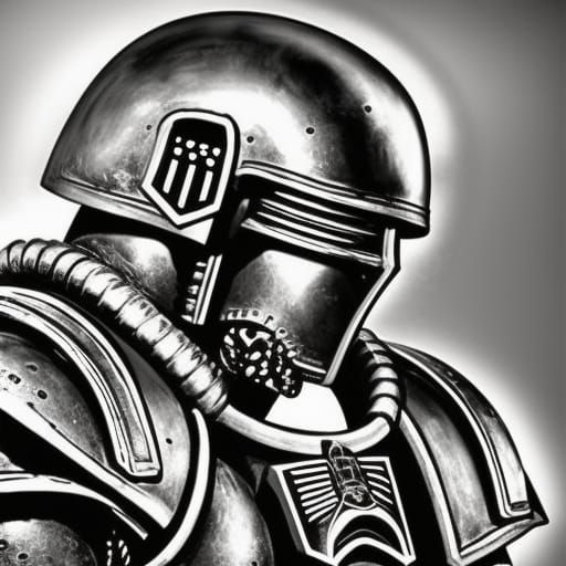 Space Marine Black Templar in Black and White Armor