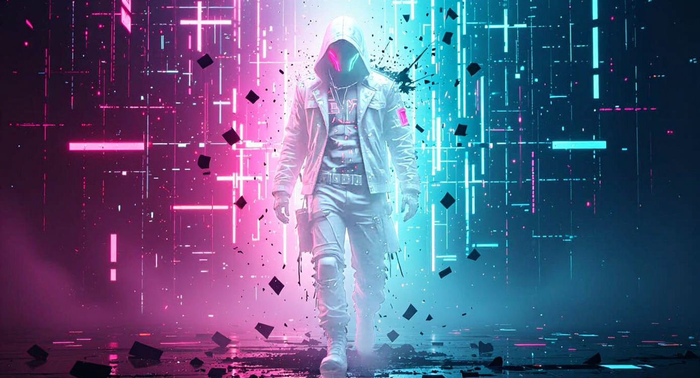 Abstract Human Breaks Free from Digital Matrix in Cyberpunk ...