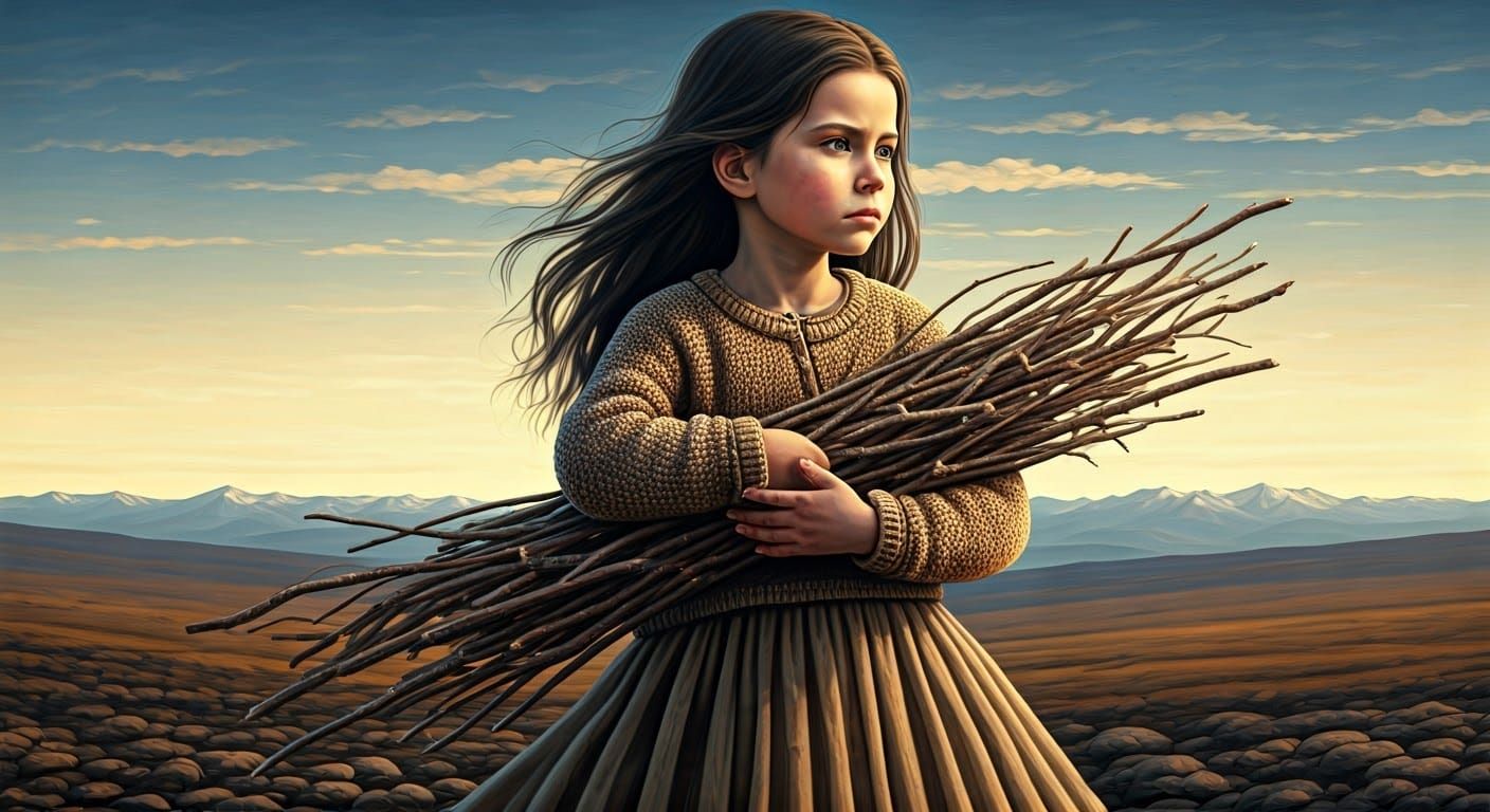 Young Girl Embodies Resilience in Rugged Mountain Landscape