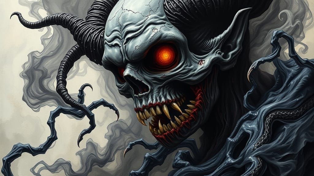 Nightmarish Fiery Demon Emergence in 3D