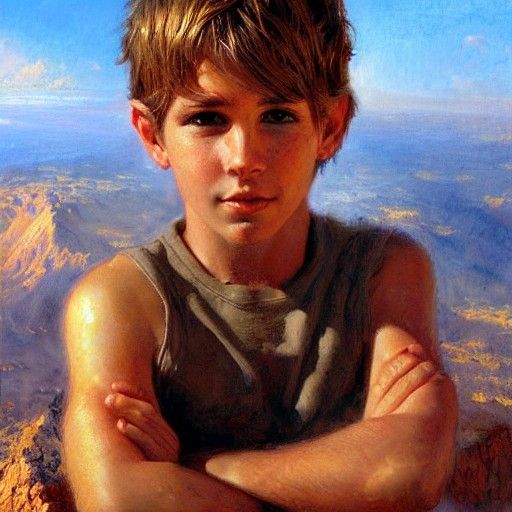 Cute Boy: Detailed Oil Painting Portrait