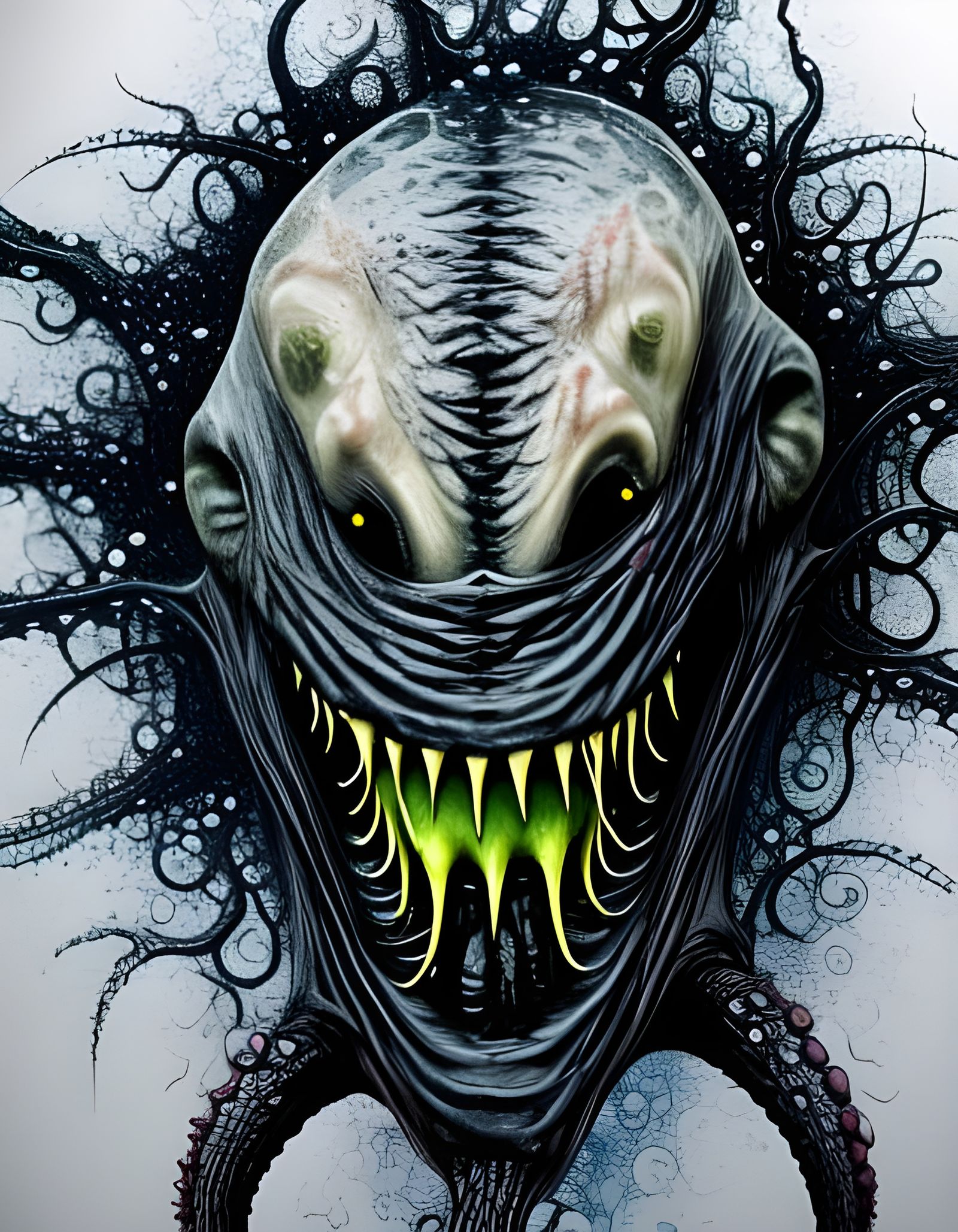 Hideous Tentacled Monster in Hyperrealism Style