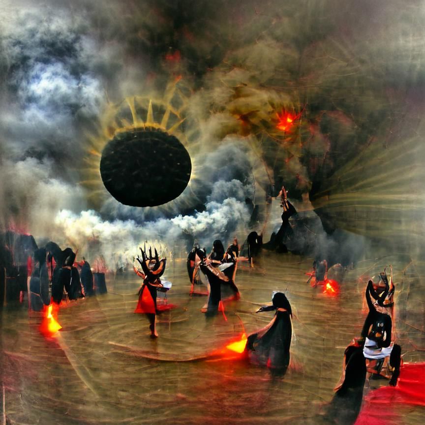 Mysterious Ritual Dance Under a Dark Sun