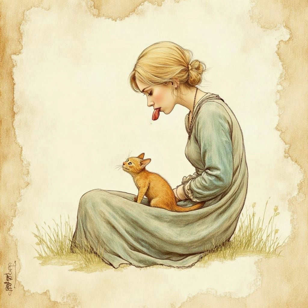 Playful Blonde Woman Sticking Out Tongue