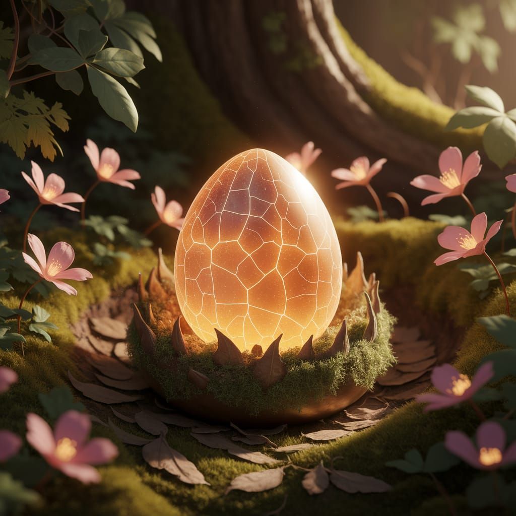 Glowing Dragon Egg in Enchanted Forest Glade