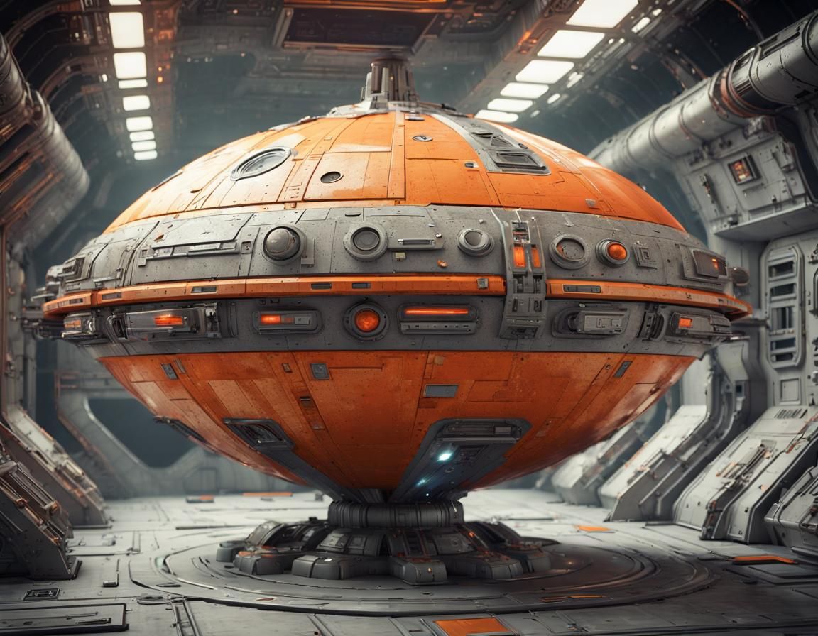 Retro-Futuristic Starship Carrier in Seventies Style