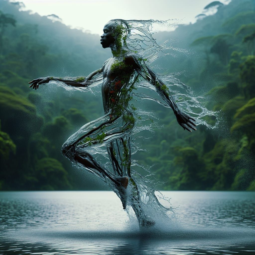 Water Man Dancing Above Crystal Lake: 8K