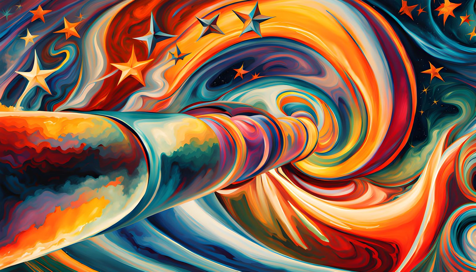 Cosmic Vortex in Vivid Oil Painting Style
