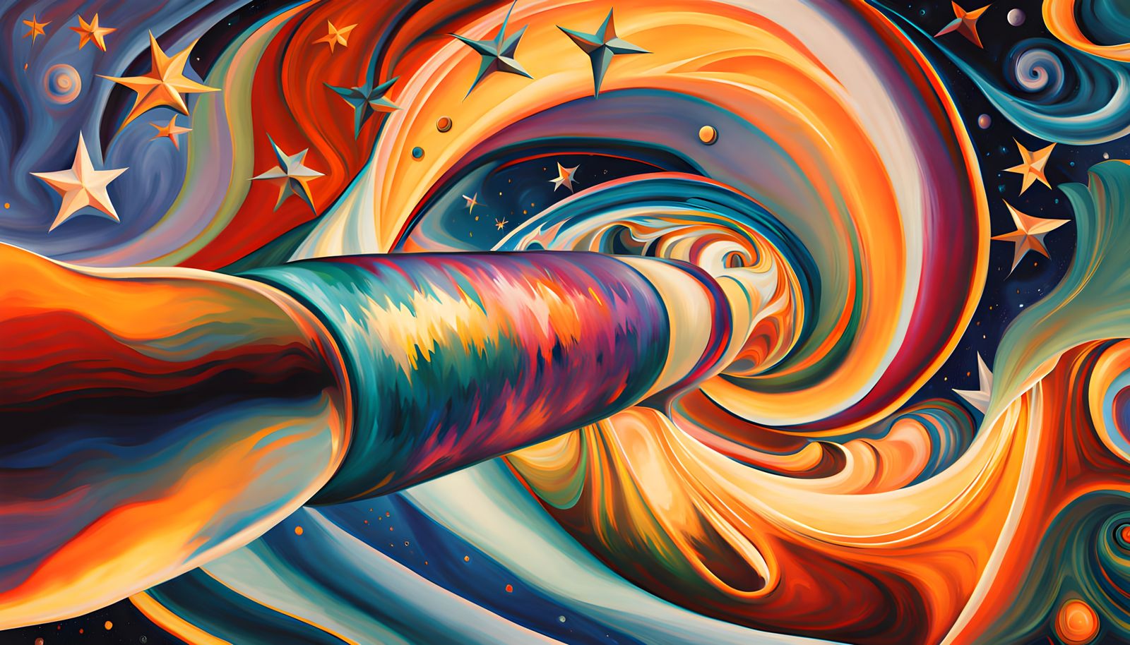 Surreal Cosmic Vortex in Abstract Expressionist Oil Painting