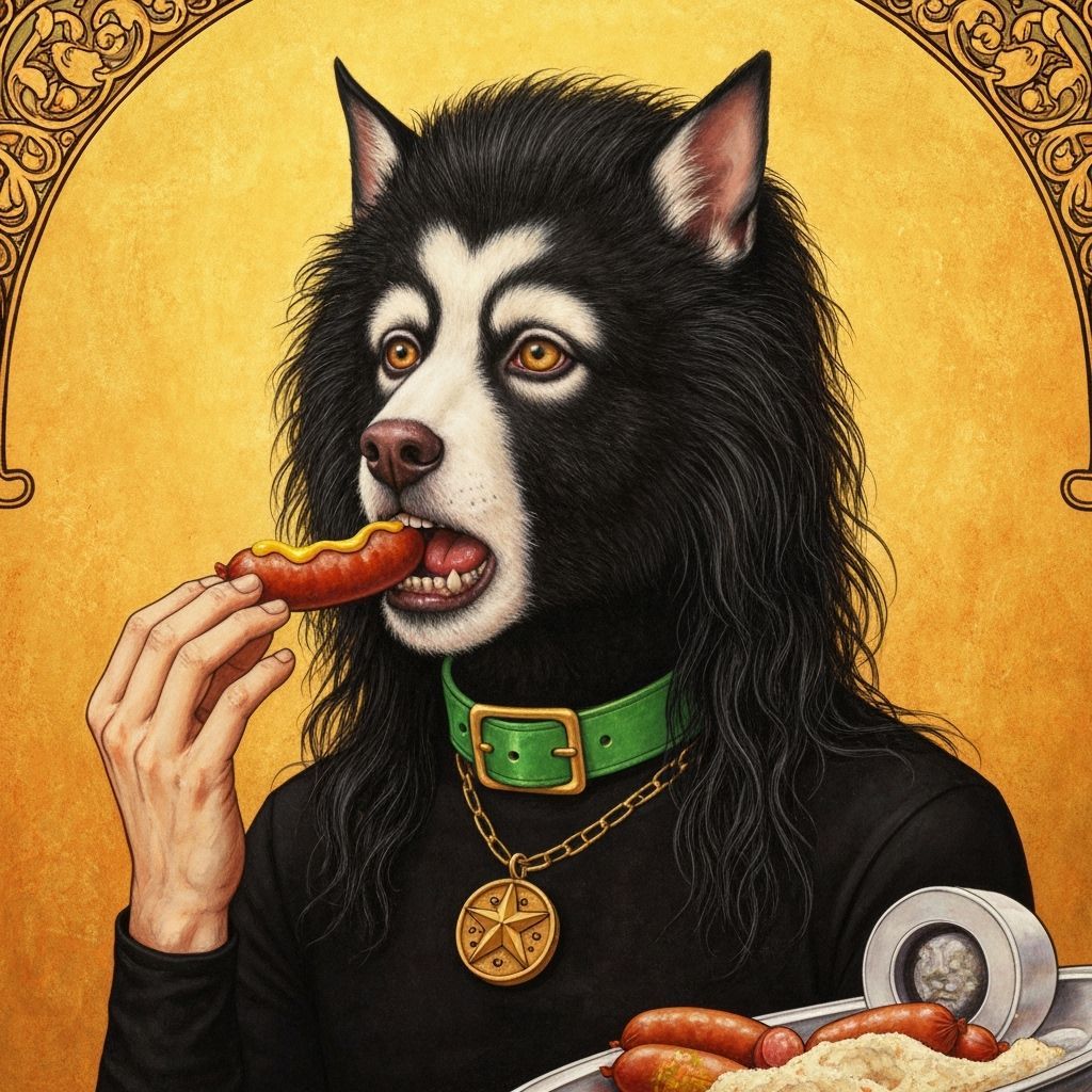 Panther Eats Sausages with Mustard, Art Nouveau & Sci-Fi Sty...