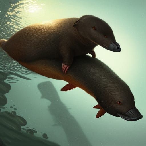 Detailed Platypus in Dark Fantasy Style