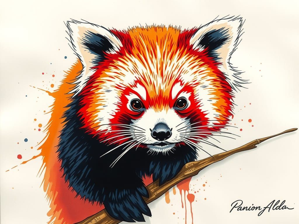 Red Panda in Ink