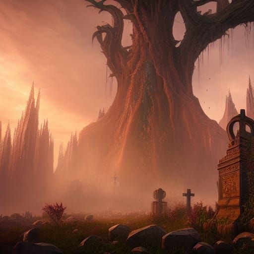 Fantastical Graveyard Concept Art in Deep Color