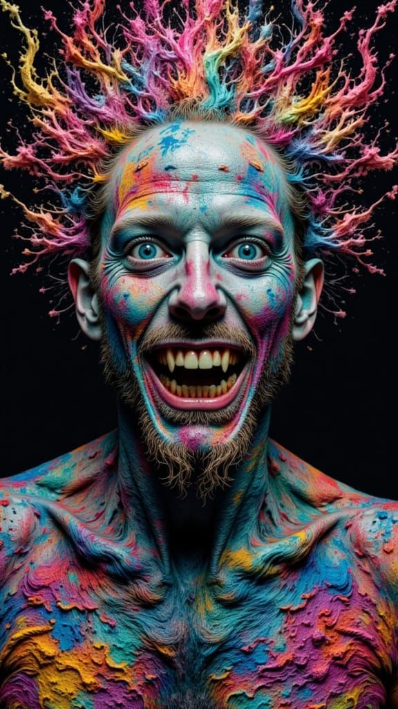 Fractal Faced Man in Dreamscape, Digital Art