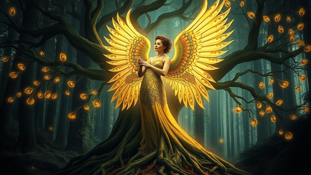 Majestic Woman Transforms into Tree of Hope with Iridescent ...