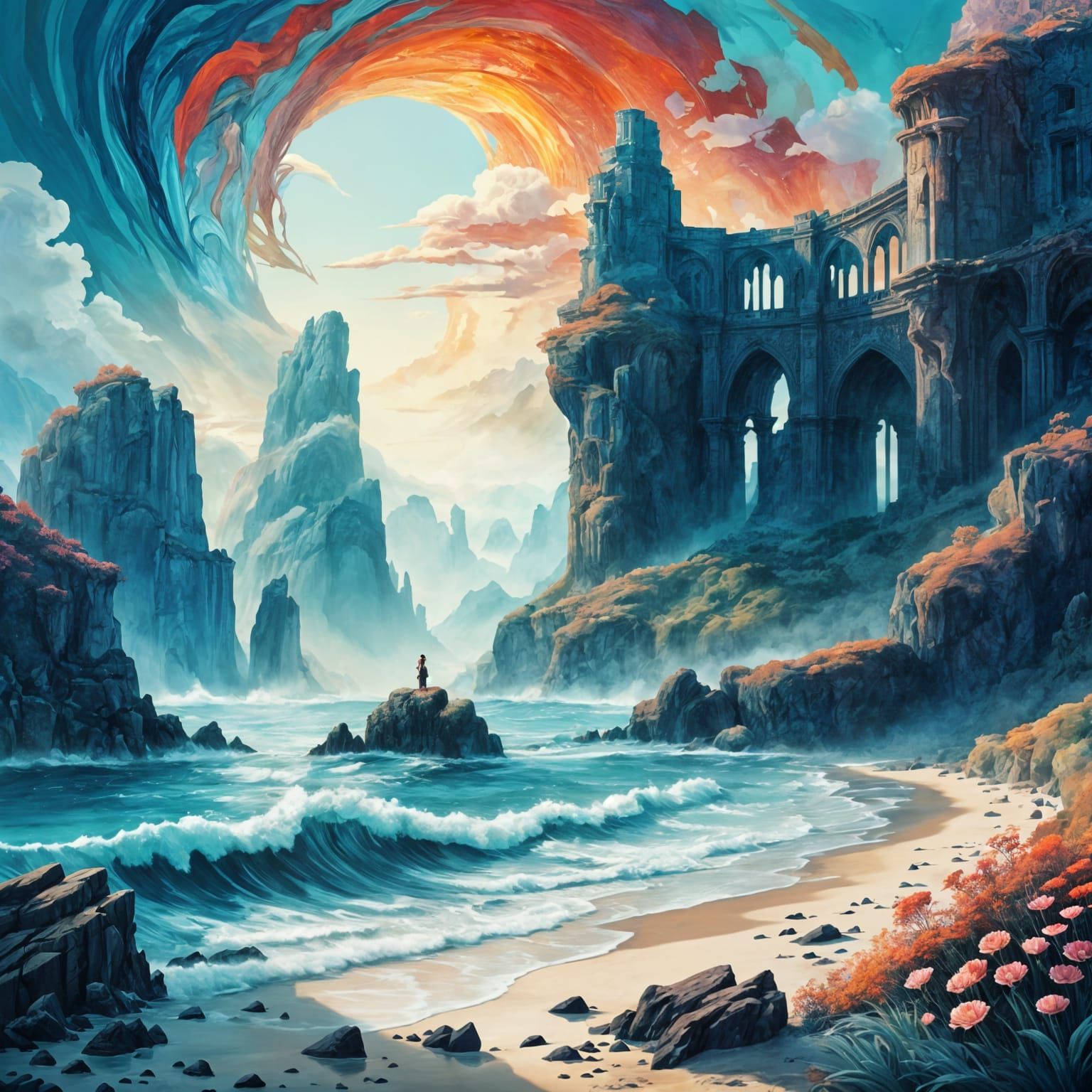Coastal Fantasy Landscape with Elegant Delicacy