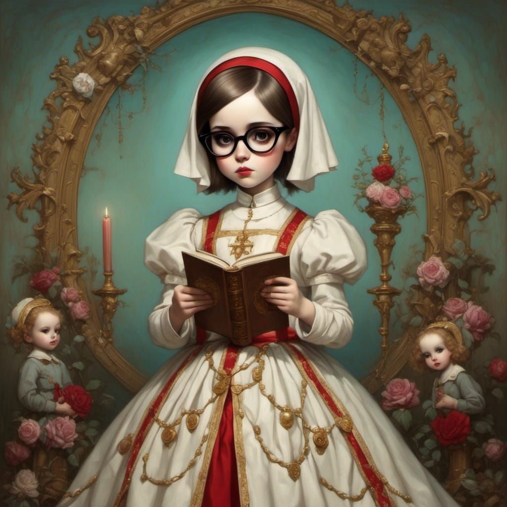Martyr Saint Catholic Nun in Mark Ryden Style
