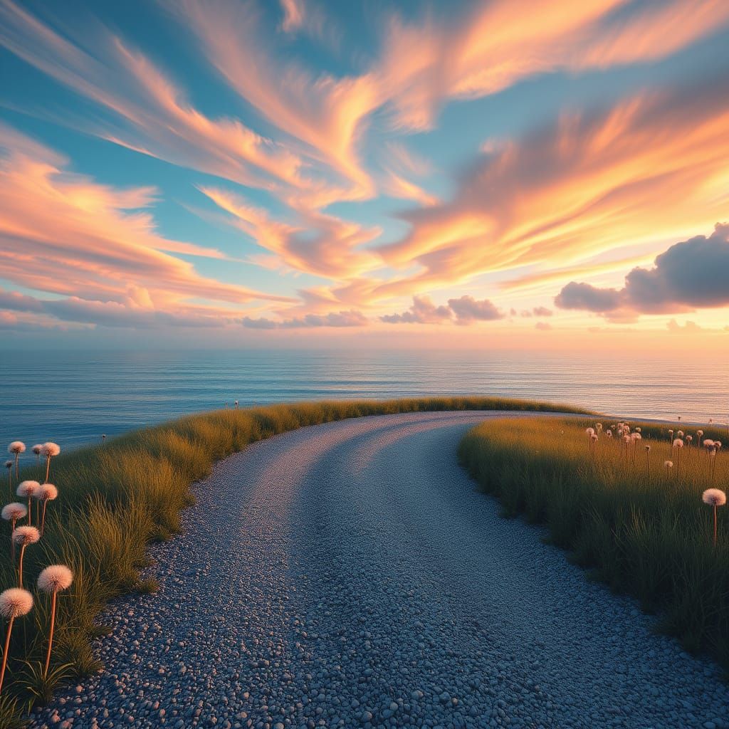 Surreal Coastal Landscape in Dreamlike Harmony