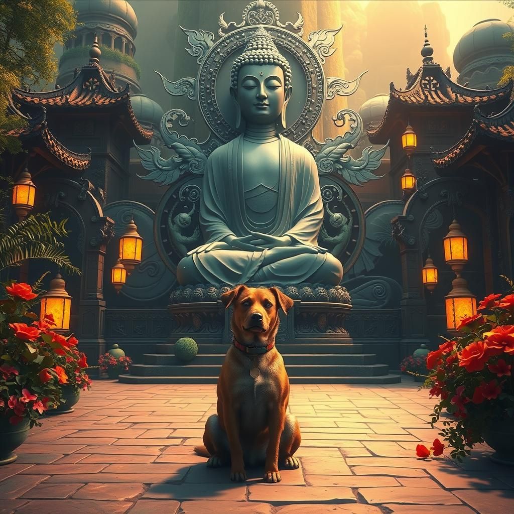 Meditating Dog at Mystical Buddha Temple