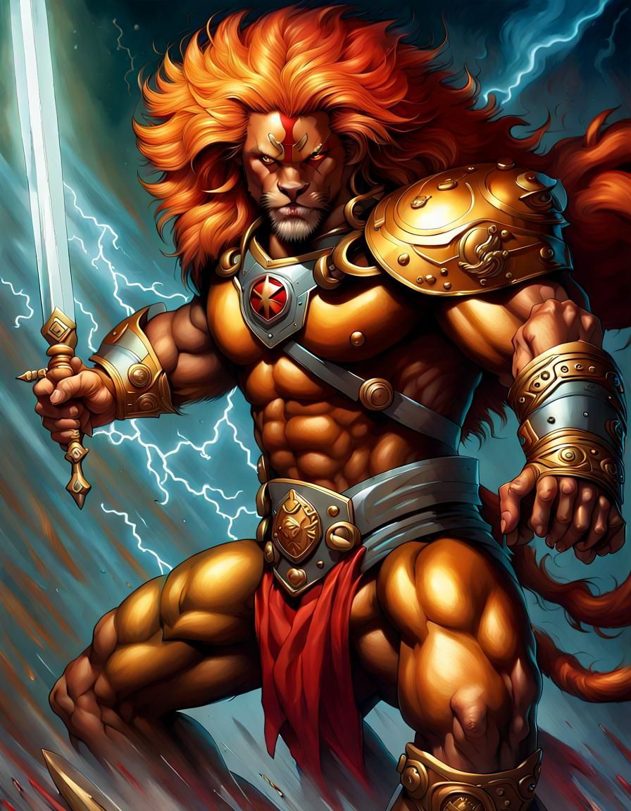 Thundercat, Lion-O wielding the legendary Sword of Omens and Claw Shield