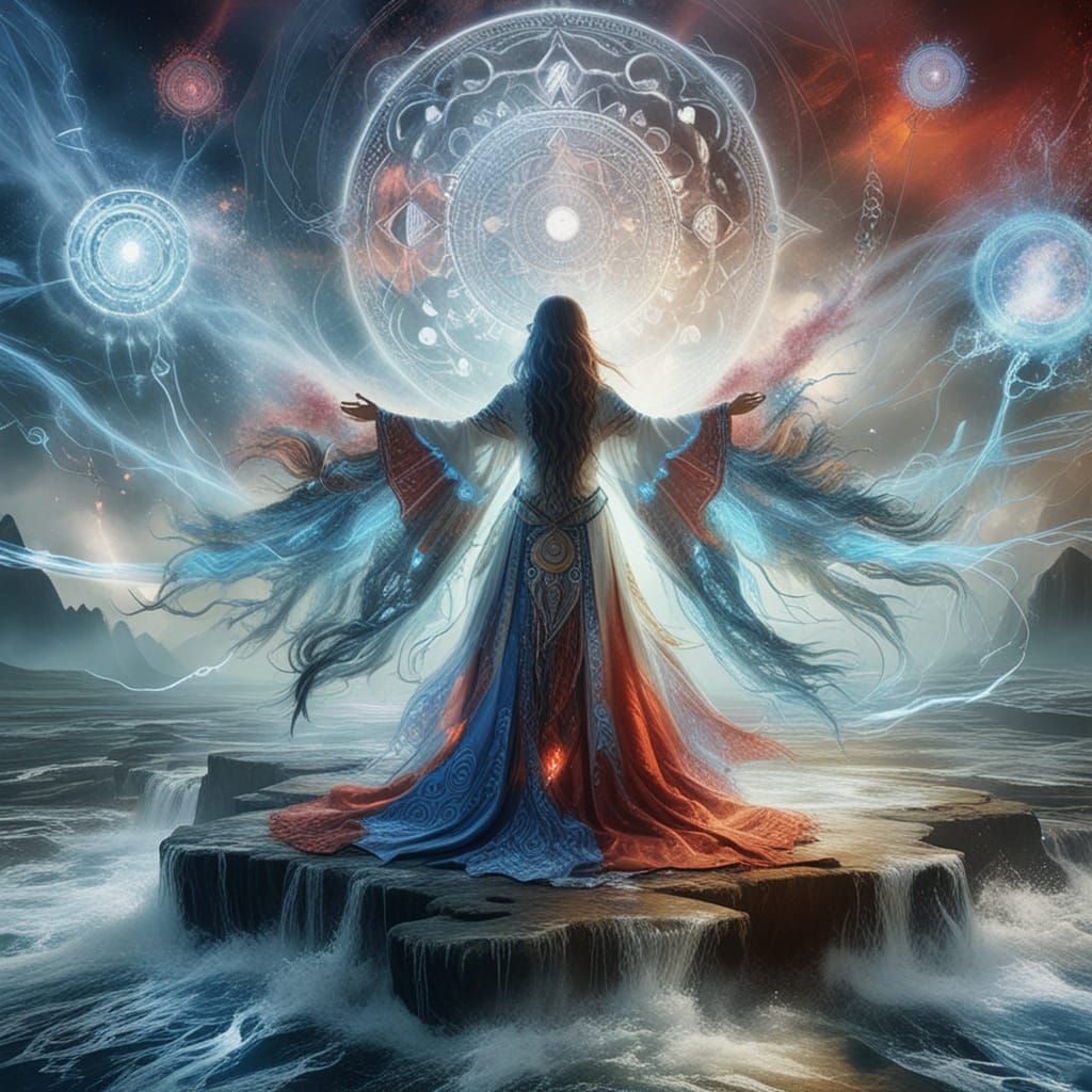 Mystical Lady Shaman in Traditional Garb