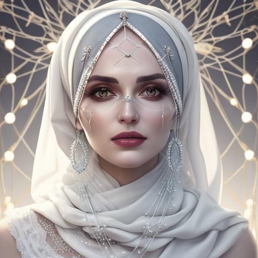 Woman with Glass Wire Ornament and Headscarf