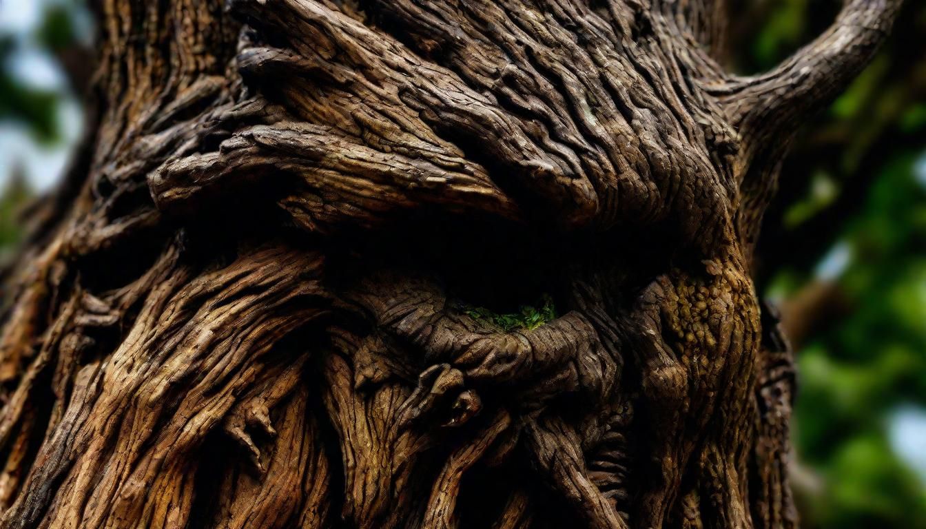 Hyperrealistic Tree Monster Portrait in Golden Forest