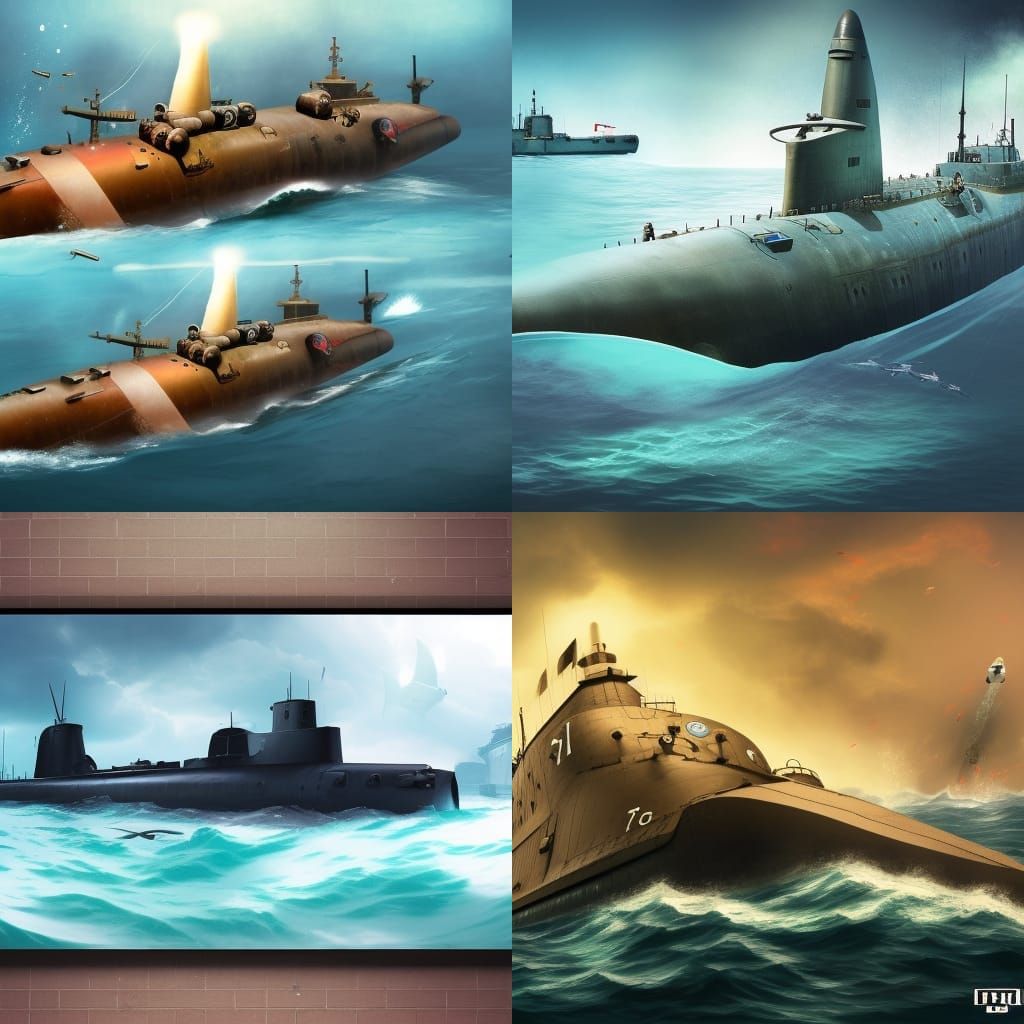 WWII German Submarine Torpedo Launch: Hyperrealistic Splash ...