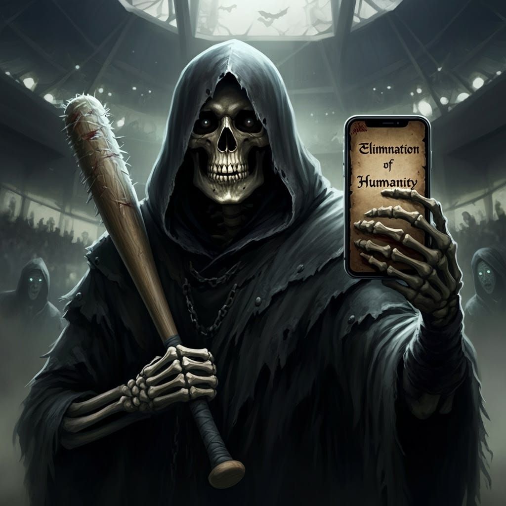 Dark Skeleton Warrior Takes a Haunting Selfie in Abandoned A...