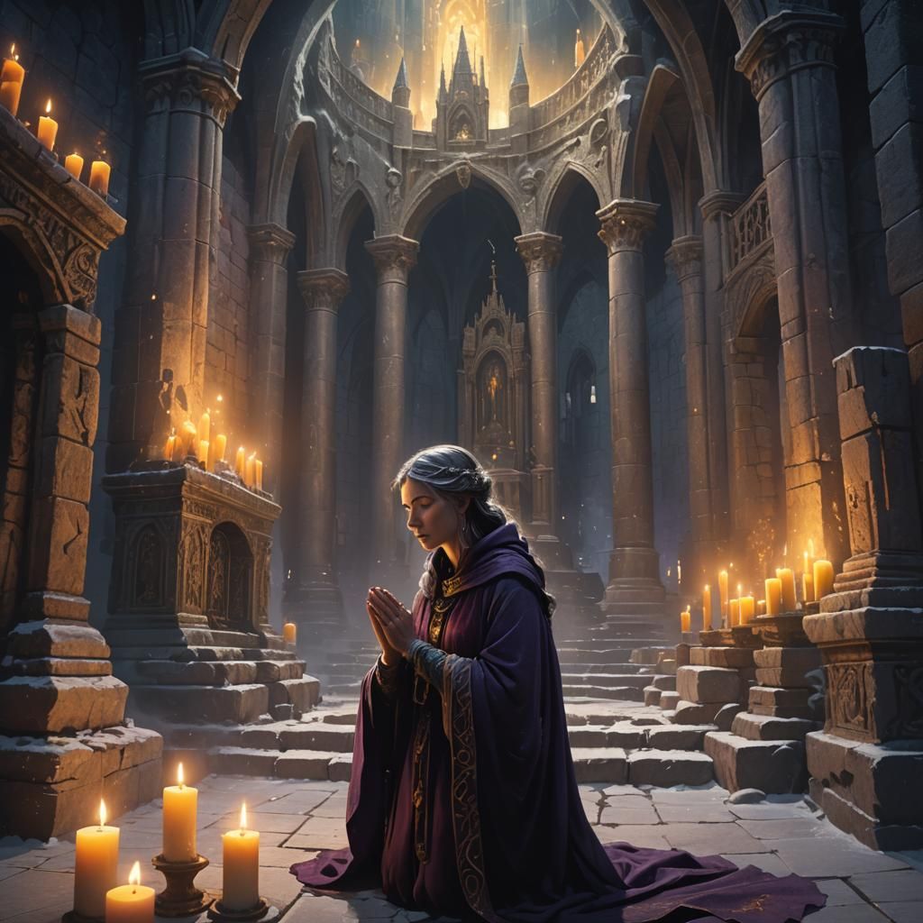 Mystical Altar Scene in Dark Fantasy Style