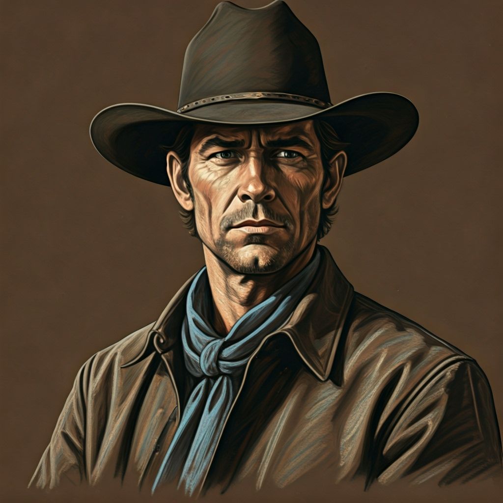 Cowboy in Pastel and Chalk Drawing Style