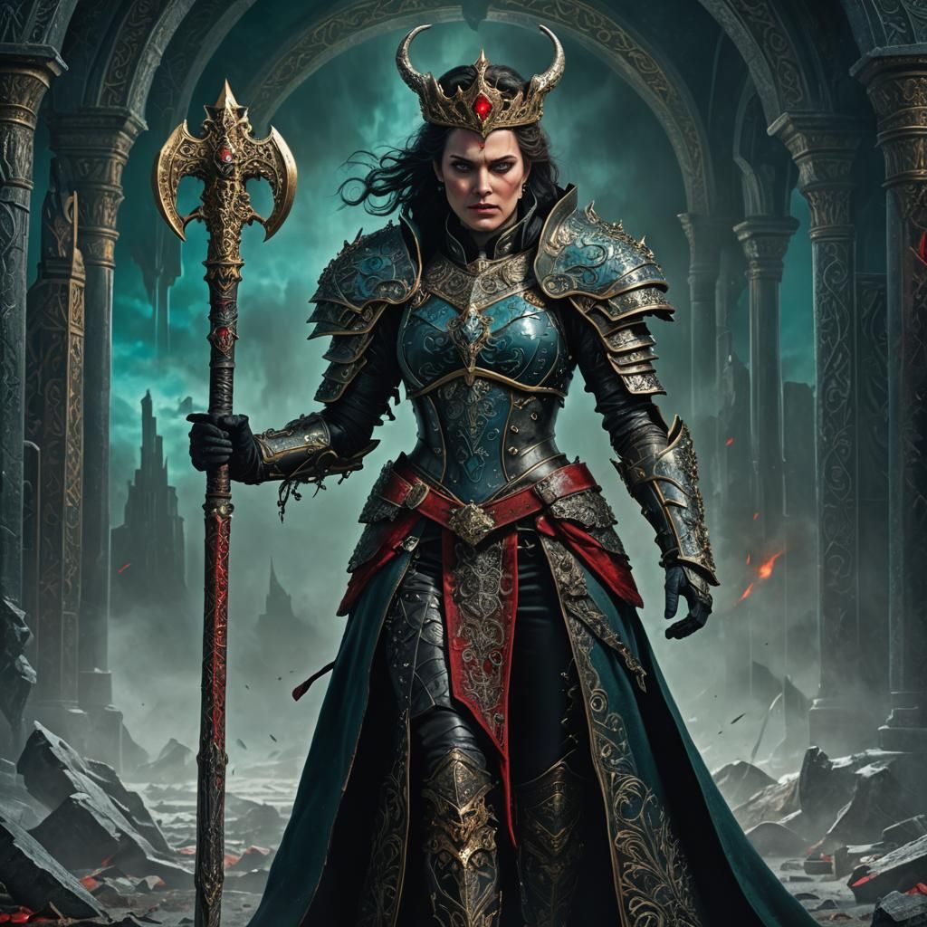 Evil Fantasy Queen in Ornate Armor