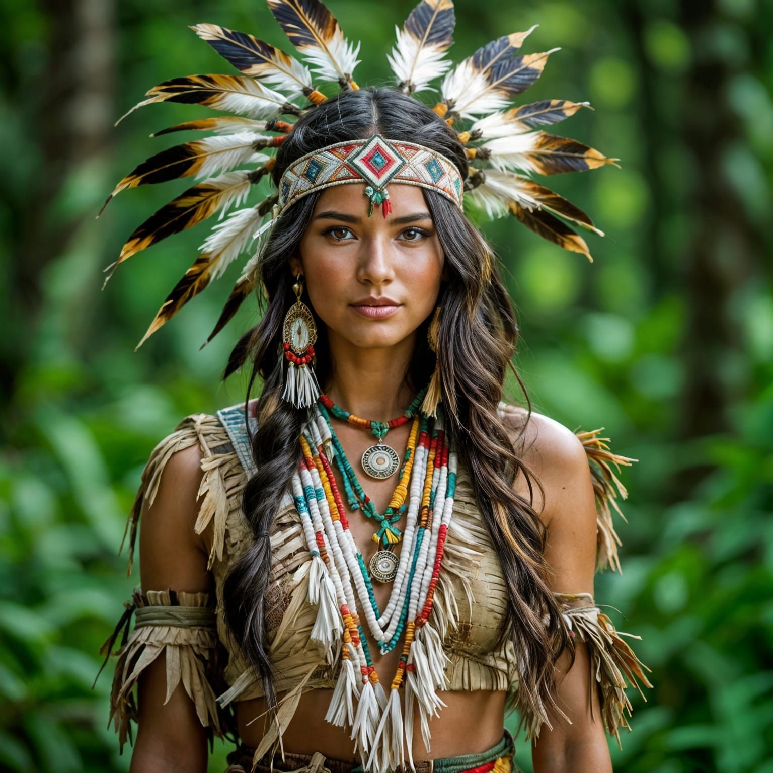 Forest Warrior: Woman in Native Plant Clothing