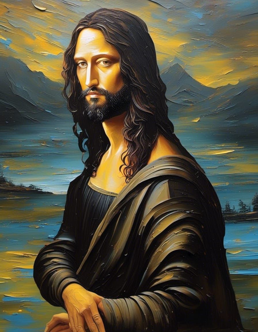 Male Mona Lisa in Renaissance Impasto Style