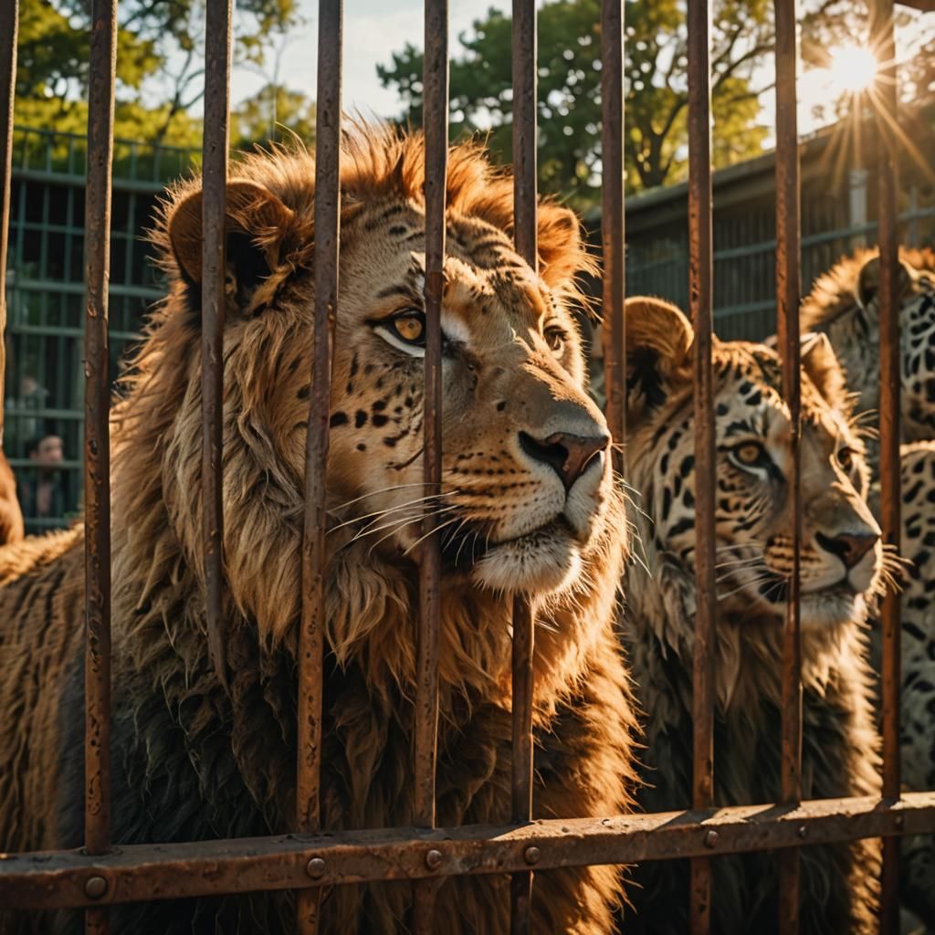 Lions Watch Humans: A Cinematic Zoo Scene