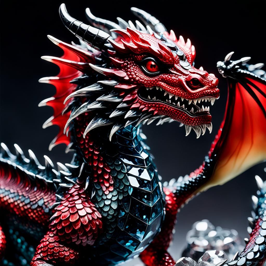 Glass Dragon Figurine Portrait with Bokeh