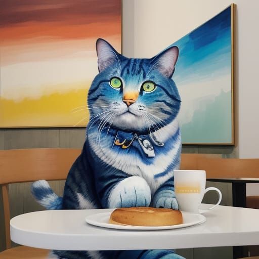 Intense Stare: Cat Meets Octopus in Cafe