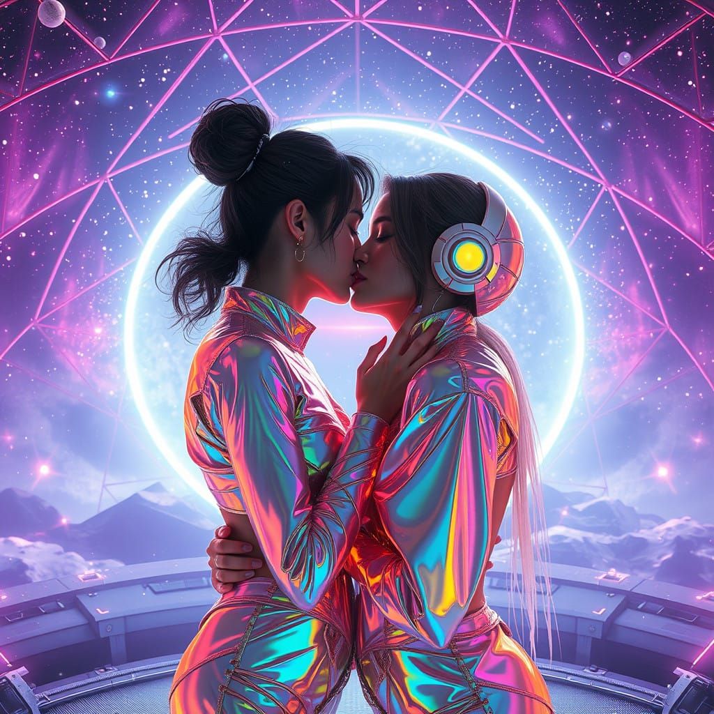 Futuristic Lovers in Lunar Geodesic Dome