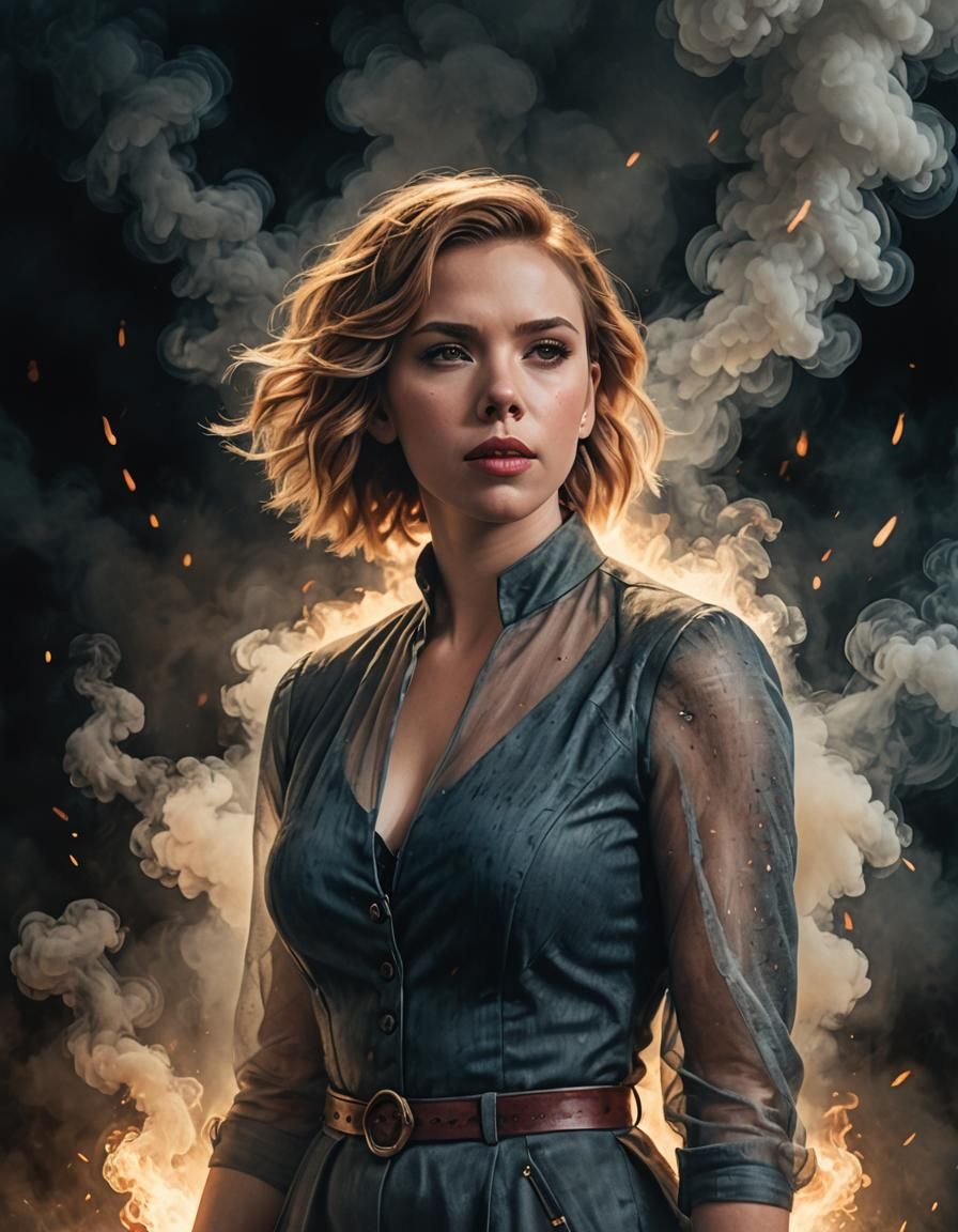 Scarlett Johansson Color Pencil Sketch with Glowing Eyes