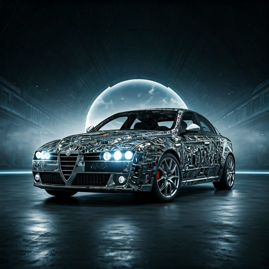 Vintage Alfa Romeo 159 in Futuristic Chrome Accents