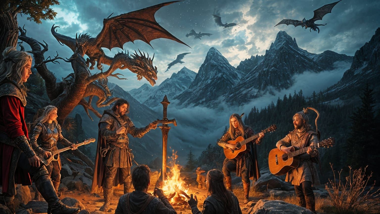 Epic D&D Adventurers in a Mystical Landscape